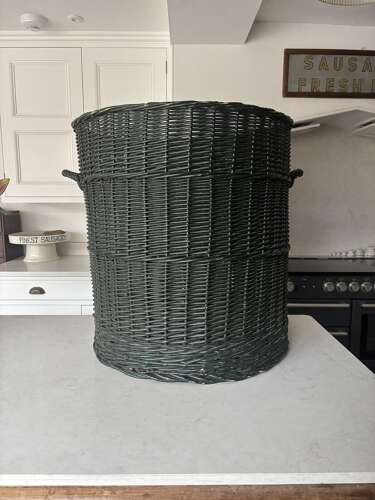 Huge Antique Basket in its Original Paint. Perfect Log or Large Laundry Basket