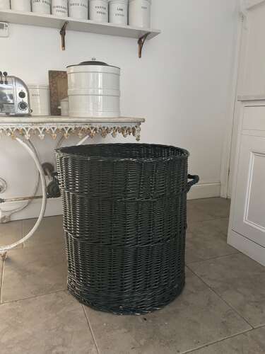 Huge Antique Basket in its Original Paint. Perfect Log or Large Laundry Basket