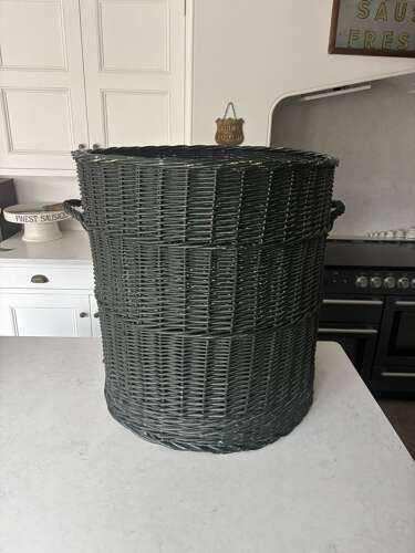 Huge Antique Basket in its Original Paint. Perfect Log or Large Laundry Basket