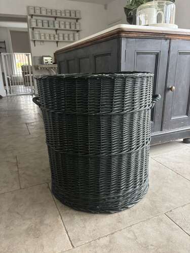 Huge Antique Basket in its Original Paint. Perfect Log or Large Laundry Basket