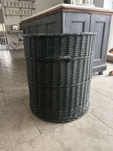 Huge Antique Basket in its Original Paint. Perfect Log or Large Laundry Basket