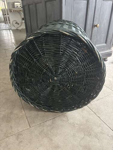 Huge Antique Basket in its Original Paint. Perfect Log or Large Laundry Basket
