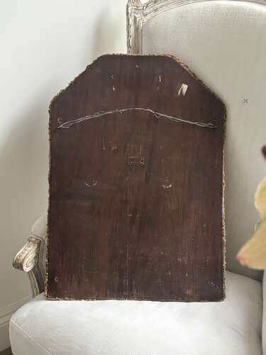 Antique Fabric Covered Mirror - Original Glass - Lovely