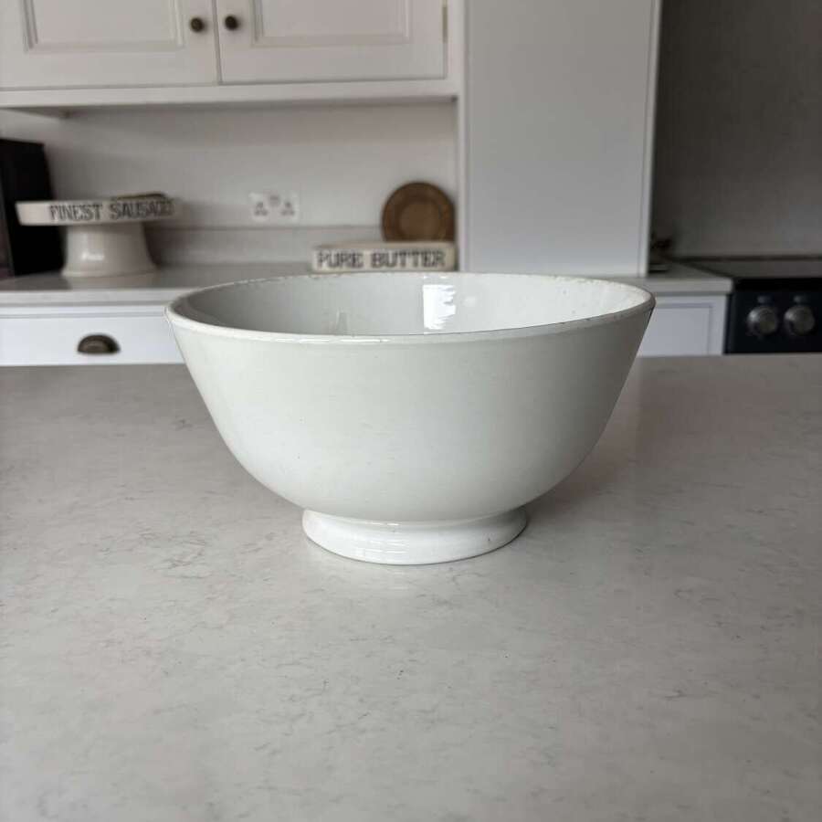 Edwardian White Ironstone Dairy Bowl - Great Fruit Bowl