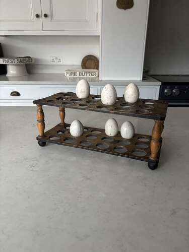 Late Victorian Treen Two Tier Egg Rack - Hold 3 Dozen Eggs