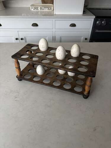 Late Victorian Treen Two Tier Egg Rack - Hold 3 Dozen Eggs