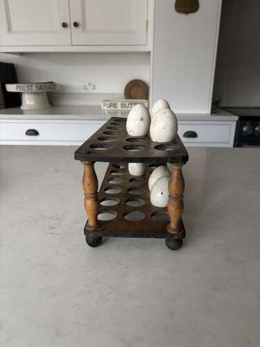 Late Victorian Treen Two Tier Egg Rack - Hold 3 Dozen Eggs