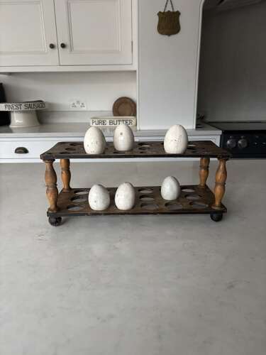 Late Victorian Treen Two Tier Egg Rack - Hold 3 Dozen Eggs