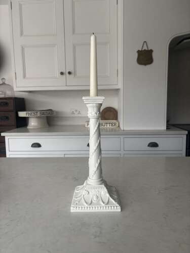 Early 20thC Large White China Column Candlestick