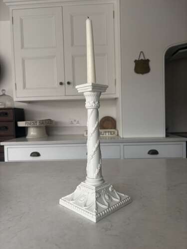 Early 20thC Large White China Column Candlestick