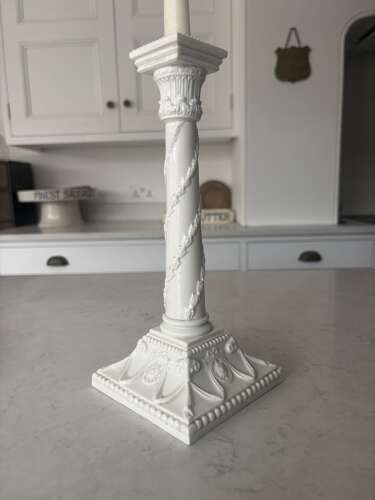 Early 20thC Large White China Column Candlestick