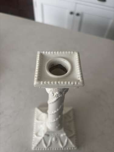 Early 20thC Large White China Column Candlestick