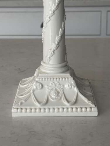 Early 20thC Large White China Column Candlestick