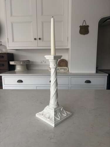 Early 20thC Large White China Column Candlestick