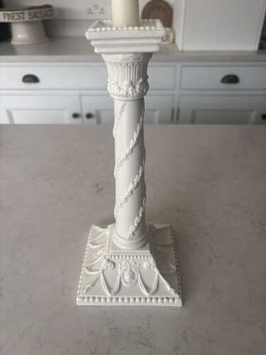 Early 20thC Large White China Column Candlestick