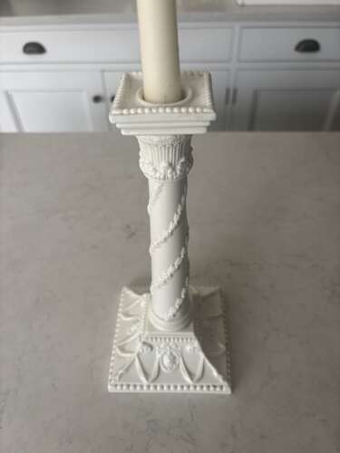 Early 20thC Large White China Column Candlestick