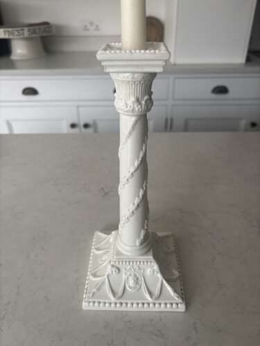 Early 20thC Large White China Column Candlestick