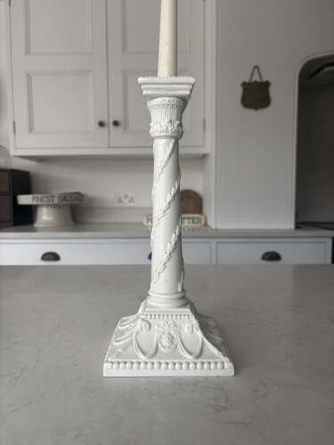 Early 20thC Large White China Column Candlestick