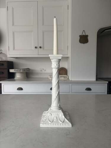 Early 20thC Large White China Column Candlestick