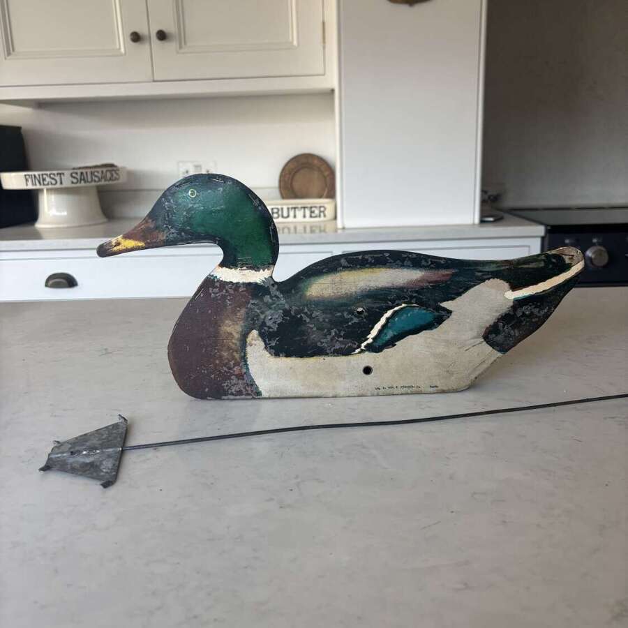 Early 20thC Male Mallard Duck Decoy with Stand - WM Johnson