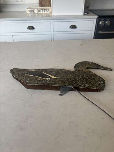 Early 20th Century Female Mallard Duck Decoy with its Stand