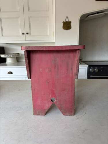 Early 20th Century Pine Box Stool with Lift up Lid in its Original Paint