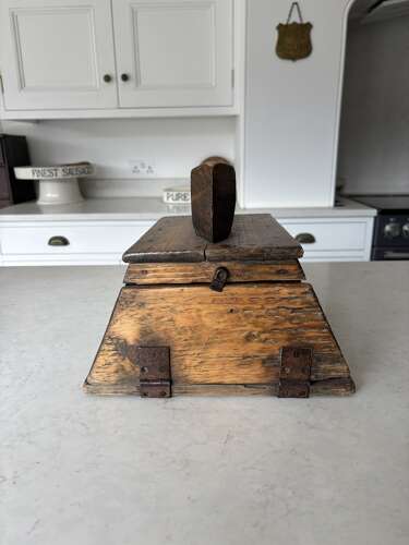 Edwardian Pine Shoe Shine Advertising Box - Berrys Boot Polish - Great Enamel Signs