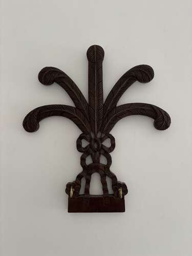 Victorian Carved Mahogony Prince of Wales Feathers Wall Carving