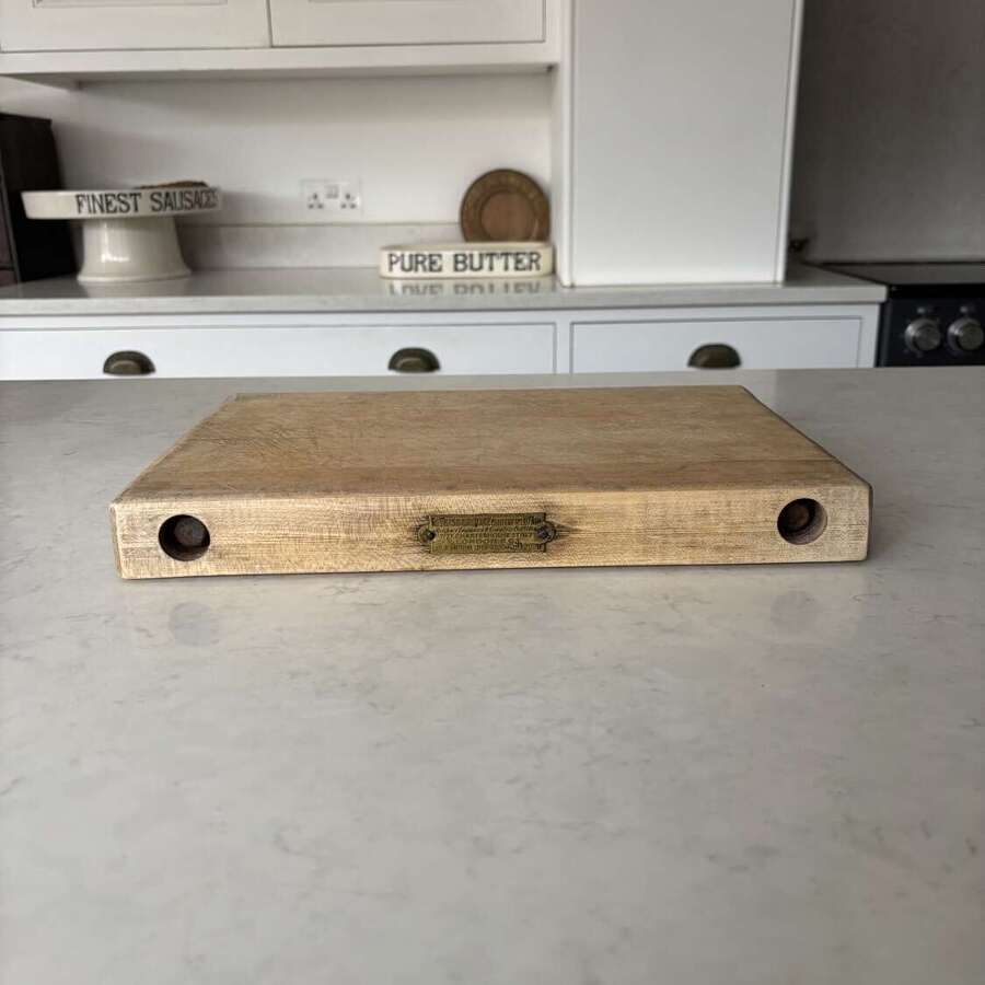 Early 20thC &ldquo;G.Rushbrooke Smithfield&rdquo; Table Top Chopping Block with Brass Plaque
