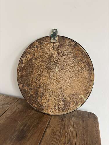 1920/30s Round Metal Framed Mirror. Bevell Edge Glass. Hook to Hang.