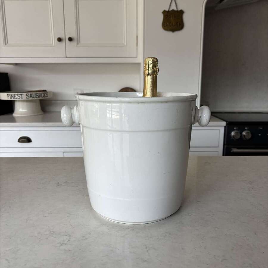Edwardian White Ironstone Pail - Perfect Wine Champagne Cooler