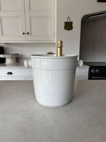 Edwardian White Ironstone Pail - Perfect Wine Champagne Cooler