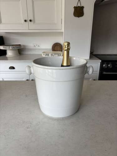 Edwardian White Ironstone Pail - Perfect Wine Champagne Cooler