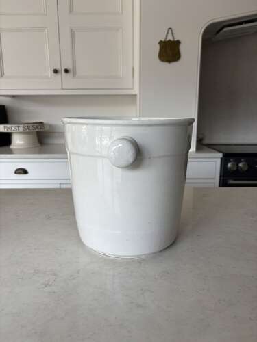 Edwardian White Ironstone Pail - Perfect Wine Champagne Cooler