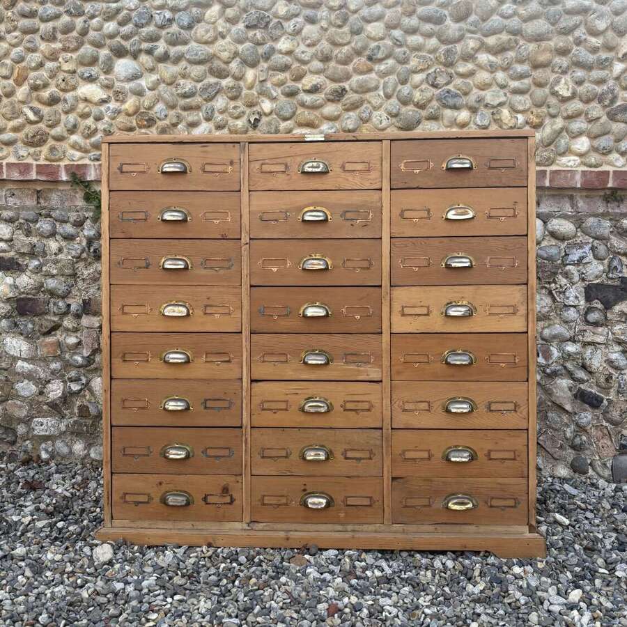 1920s Pine Bank of 24 Engineer&rsquo;s Drawers. Made by D Napier & Son