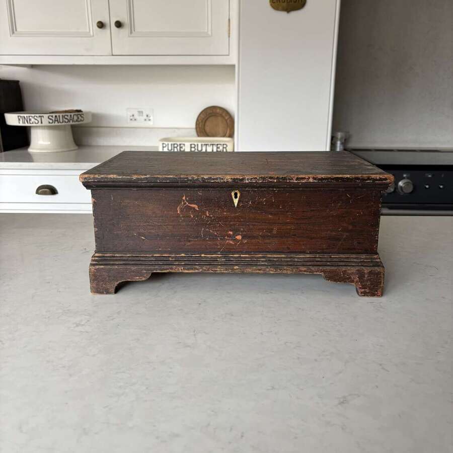 Georgian Pine Box in its Original Paint with Plinth Base