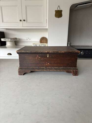 Georgian Pine Box in its Original Paint with Plinth Base
