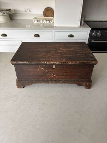 Georgian Pine Box in its Original Paint with Plinth Base