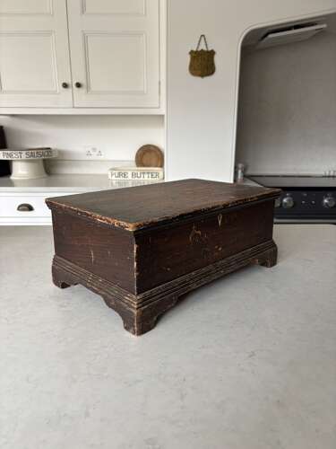 Georgian Pine Box in its Original Paint with Plinth Base