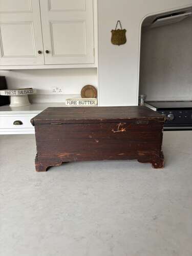 Georgian Pine Box in its Original Paint with Plinth Base