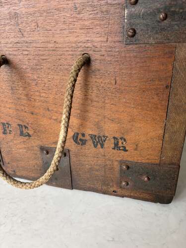 Early 20thC Solid Oak British Railways GWR Works Depot Trunk. No 12