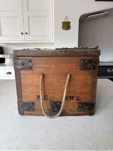 Early 20thC Solid Oak British Railways GWR Works Depot Trunk. No 12