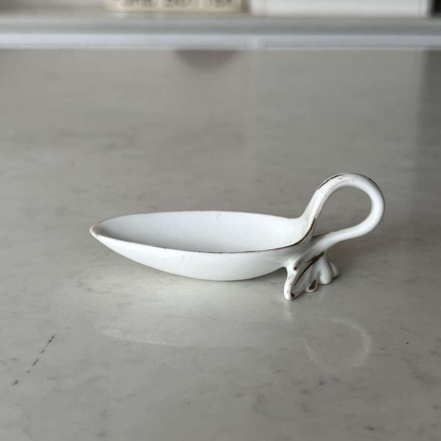 Victorian White China Medicine Spoon - Mint Condition