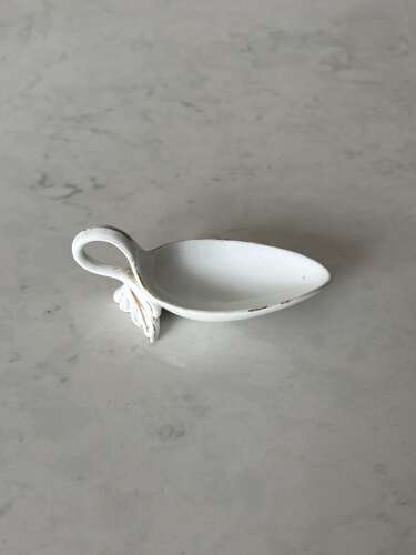 Victorian White China Medicine Spoon - Mint Condition
