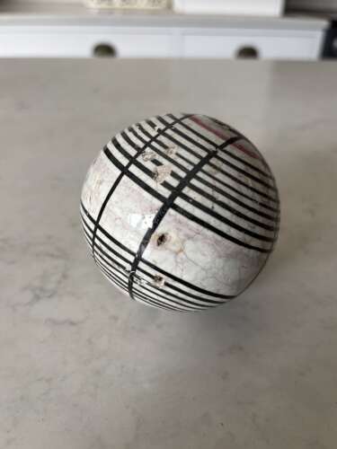 Victorian Scottish Ceramic Carpet Bowl - Black & Pink on White