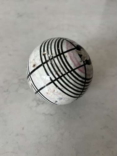 Victorian Scottish Ceramic Carpet Bowl - Black & Pink on White