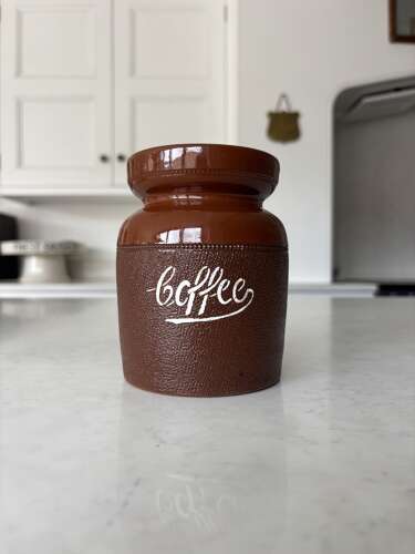 1960s Langley Kitchen Storage Jar with Orginal Lid - Coffee