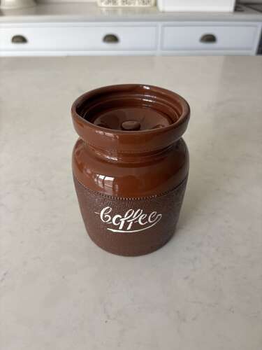 1960s Langley Kitchen Storage Jar with Orginal Lid - Coffee