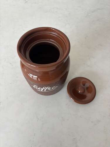 1960s Langley Kitchen Storage Jar with Orginal Lid - Coffee