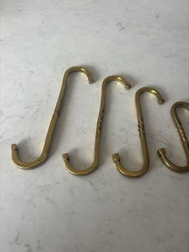 Rare Graduating Set of Five Brass Butchers Hooks